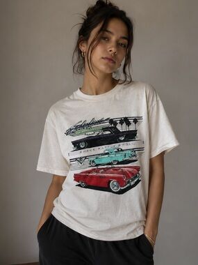 Vintage 90s Classic Cars Graphic T Shirt Single Stitch Made in USA